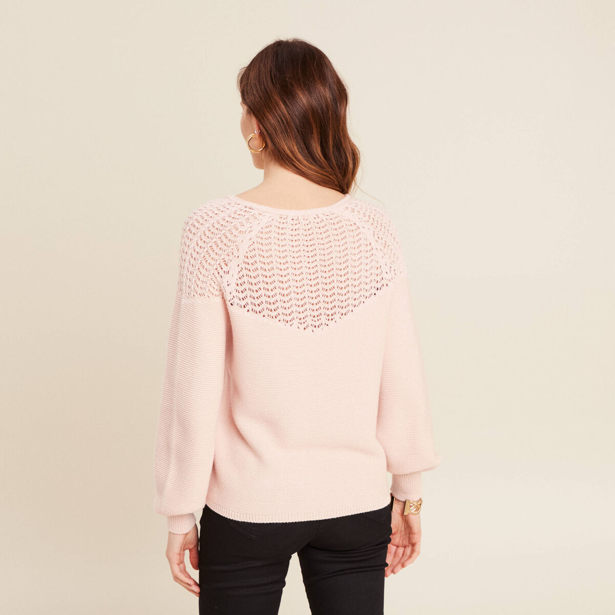 Pull confectionné en France vieux rose femme