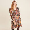 Robe évasée satin boutonnée noir femme