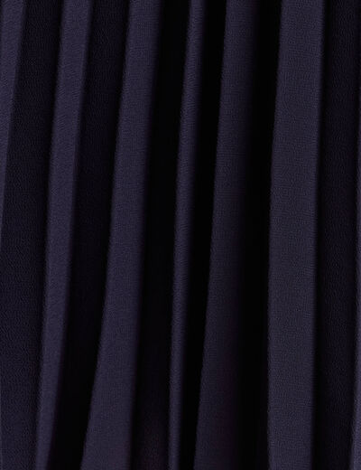 Robe pliss&eacute;e sans manches col rond bleu marine femme