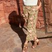 Pantalon large 7/8&egrave;me vert kaki femme