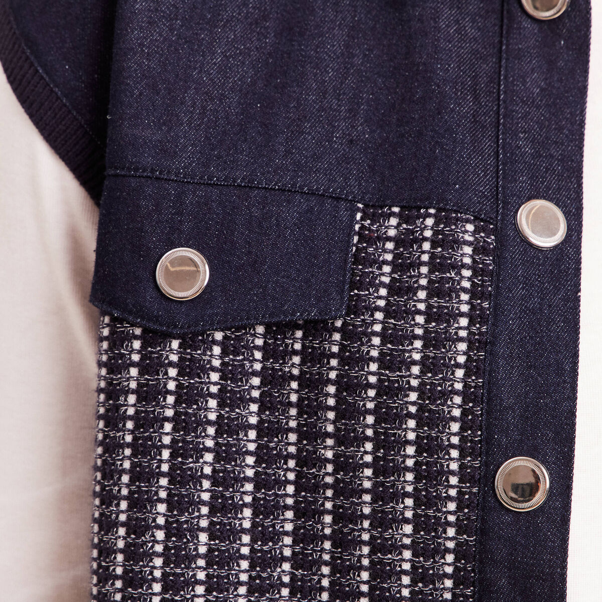 Veste sans manches col chemise bleu marine femme
