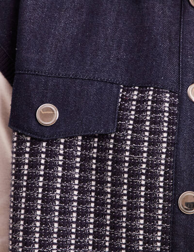 Veste sans manches col chemise bleu marine femme