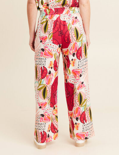 Pantalon large à pinces rose femme