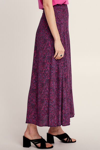 Jupe longue évasée violet femme
