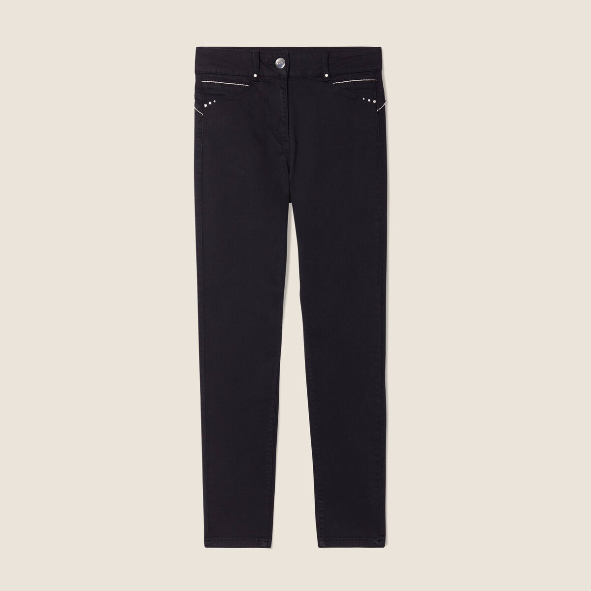 Pantalon coupe ajust&eacute;e taille haute noir femme
