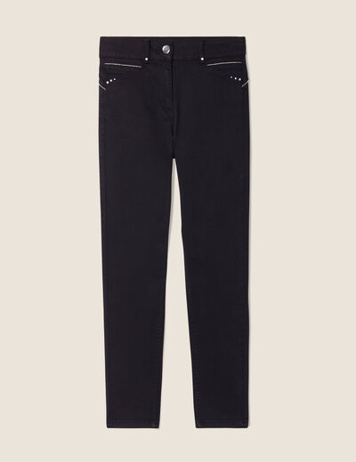 Pantalon coupe ajust&eacute;e taille haute noir femme