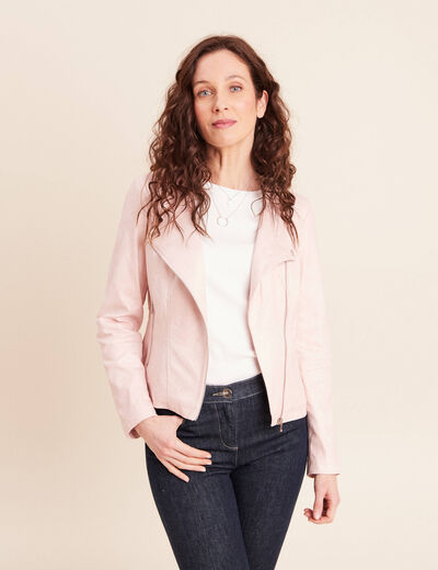 Veste droite zipp&eacute;e vieux rose femme