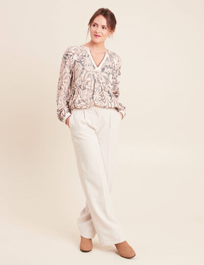 Blouse ample manches longues blanc femme