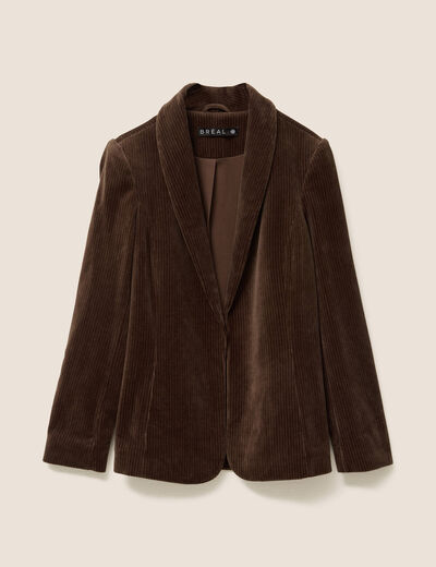 Veste tailleur velours marron femme