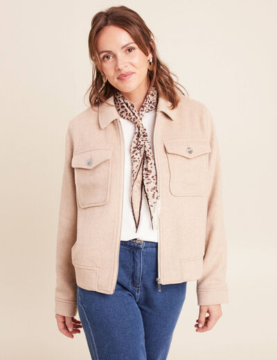 Veste manches longues doubl&eacute;e creme femme