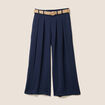 Pantalon jupe-culotte large bleu foncé femme