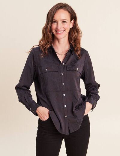 Chemise manches longues bleu femme