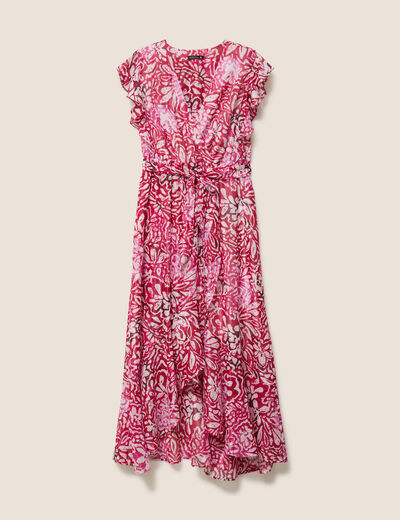 Robe longue portefeuille rose femme