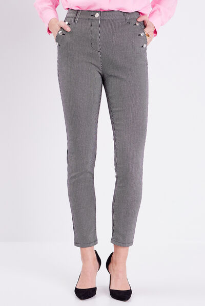 Pantalon ajusté noir femme