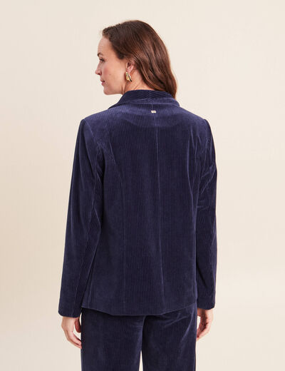 Veste tailleur velours bleu marine femme