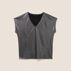 T-shirt col V manches courtes noir femme