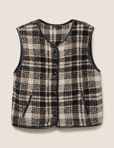 Gilet sans manches en bouclette noir femme