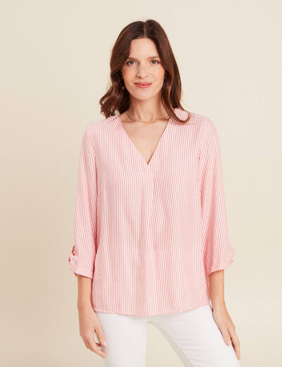 blouse fluide manches 3/4 rouge femme