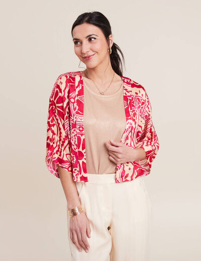 Kimono imprimé rose fushia femme