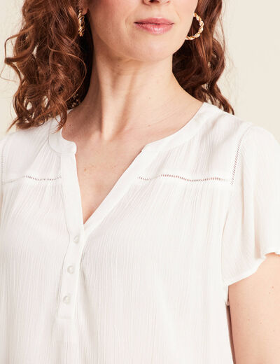Blouse manches courtes ecru femme