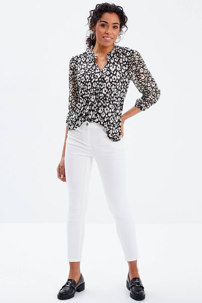 T-shirt manches 3/4 noir femme