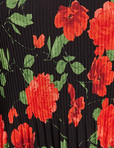 Robe courte &eacute;vas&eacute;e pliss&eacute;e manches 3/4 rouge femme