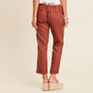 Pantalon flou ceinturé marron foncé femme