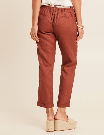 Pantalon flou ceinturé marron foncé femme