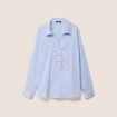 Blouse ample col chemise manches longues bleu femme