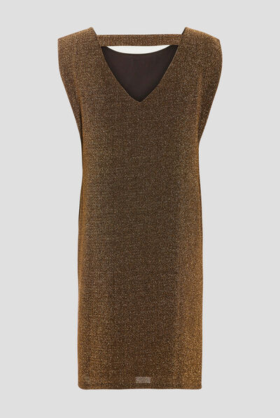 Robe droite sans manches couleur or femme
