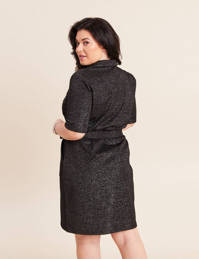 Robe &agrave; paillettes avec ceinture int&eacute;gr&eacute;e noir femme