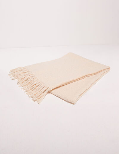 Écharpe à franges creme femme