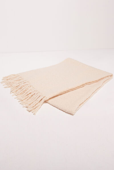 Écharpe à franges creme femme