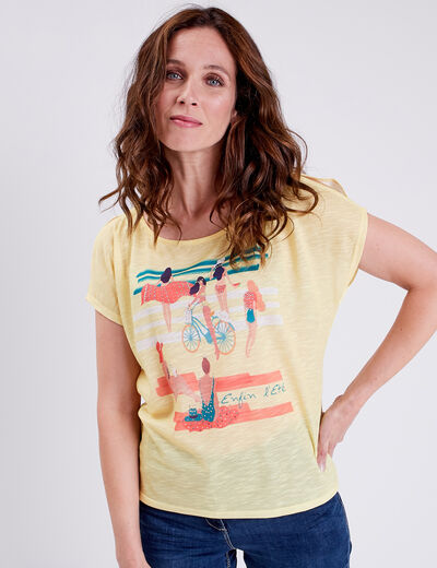 T-shirt manches courtes jaune clair femme