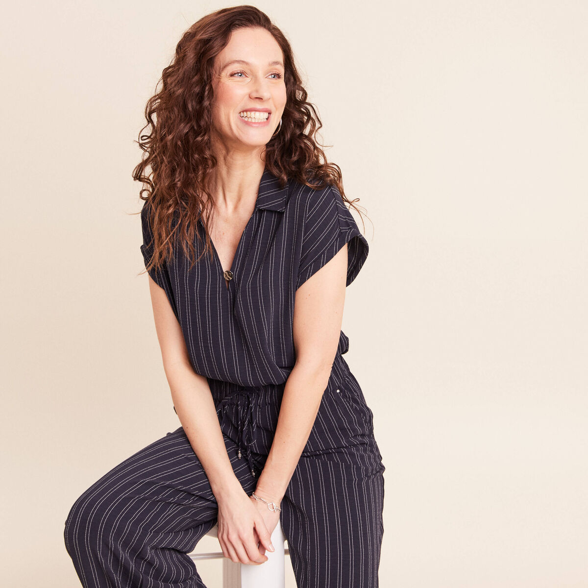 Blouse fluide manches courtes bleu femme