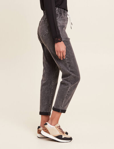 Jean coupe mom 7/8&egrave;me denim gris femme