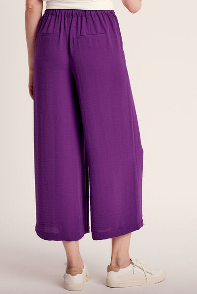 Pantalon large fluide violet foncé femme