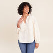 Blouse ample manches longues fluide ecru femme
