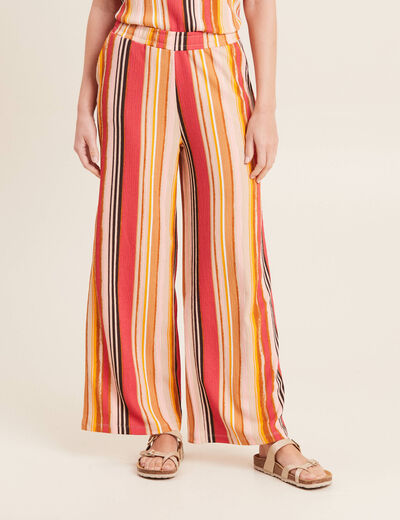 Pantalon flou 7/8ème rose cerise femme
