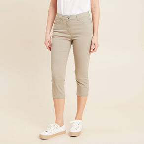 Pantacourt droit taille standard vert clair femme