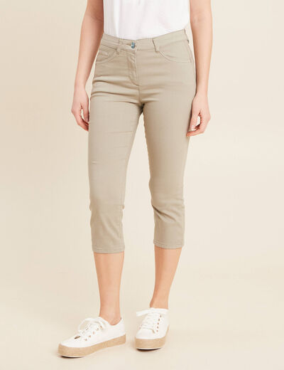 Pantacourt droit taille standard vert clair femme