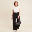 Pantalon large taille haute noir femme