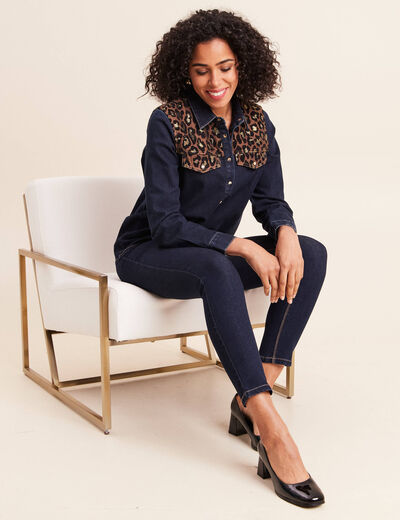 Chemise en jean manches longues denim brut femme