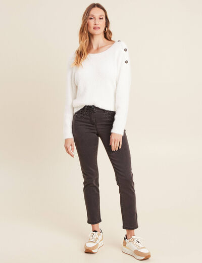 Pull manches longues blanc femme