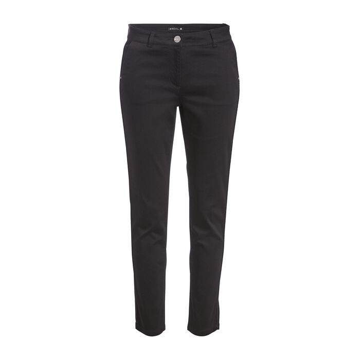 Pantalon ajusté bandes côtés noir femme