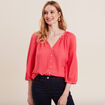 Blouse manches 3/4 rose cerise femme