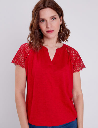 T-shirt manches courtes rose framboise femme