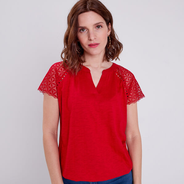 T-shirt manches courtes rose framboise femme