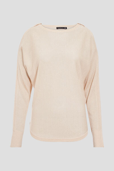 Pull manches longues couleur or femme