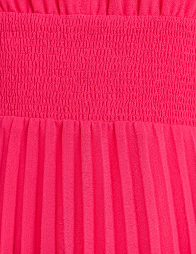 Robe longue &eacute;vas&eacute;e &agrave; volants rose fushia femme